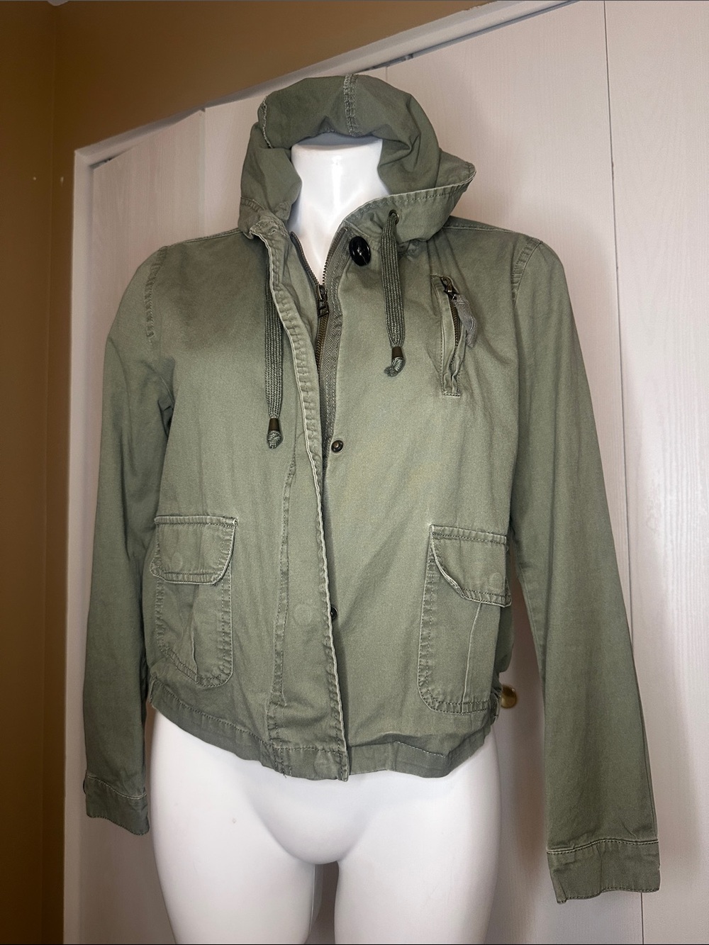 Sky and Sparrow Olive Green Hooded Utility Jacket